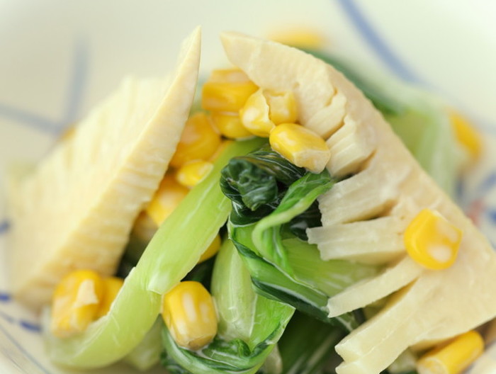 チンゲン菜とたけのこの醤油マヨサラダ