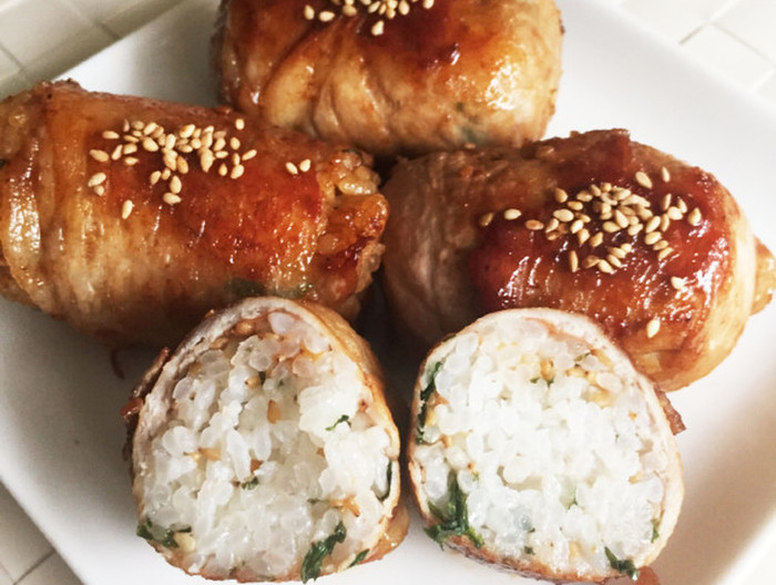 簡単 焼肉のタレで肉巻きおにぎり