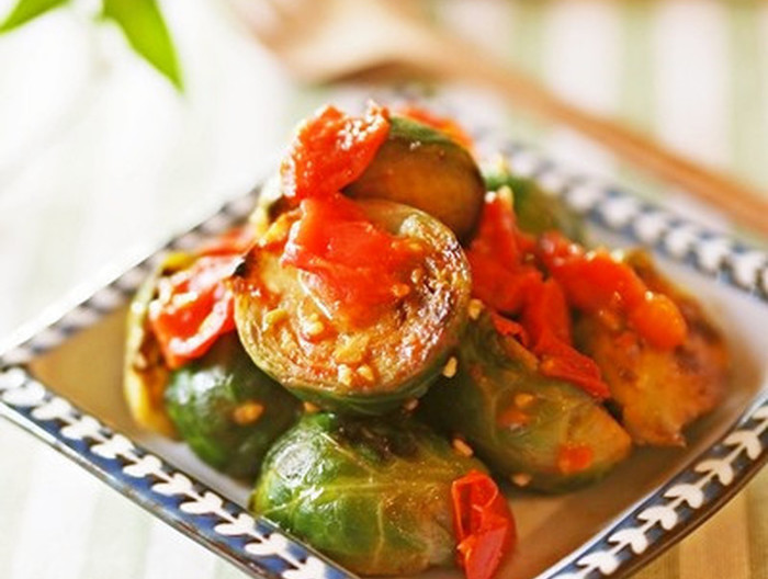 芽キャベツのアーリオオーリオ風