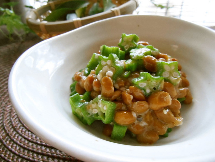 オクラと納豆の塩麹あえ