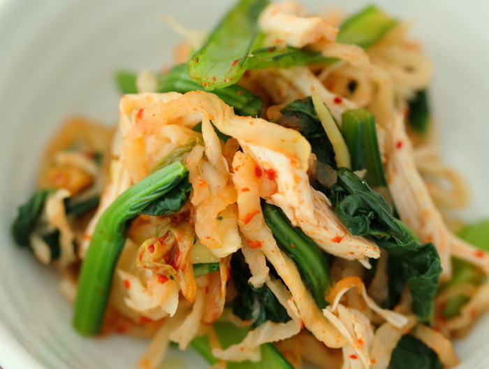 切干大根と小松菜のキムチ和え