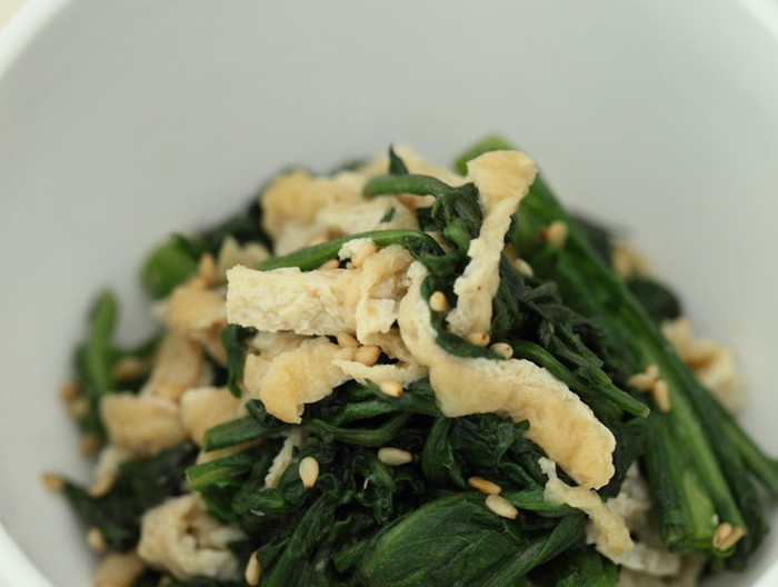 春菊とあげさんのごま和え