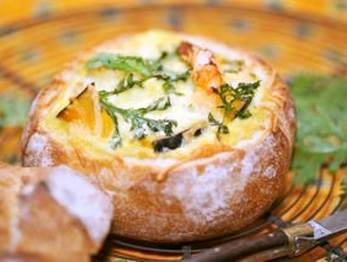 バターを使わない春菊と海老のキッシュ