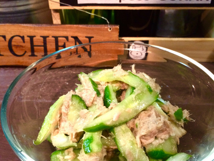 きゅうりとセロリとツナの和え物