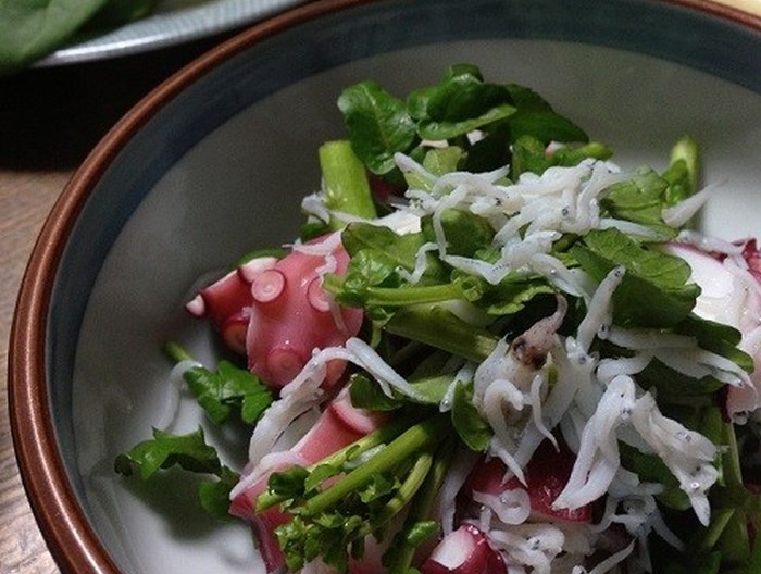 たことしらすのクレソンサラダ