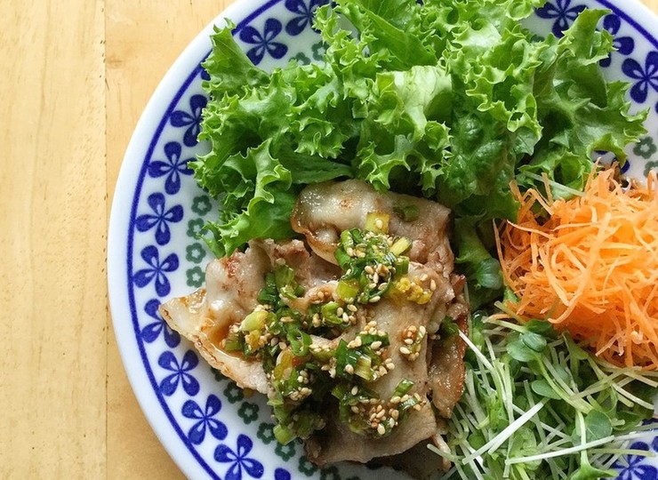 豚肉の甘酢ネギ胡麻だれ