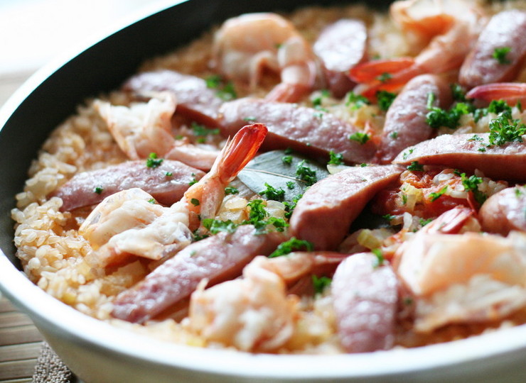 フライパンでパエリア気分