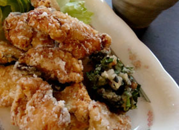 サワラの竜田揚げ 梅じそおろし添え