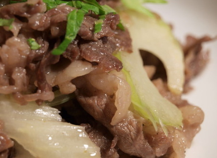 牛肉とセロリの柚子胡椒炒め