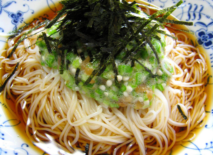 たっぷりオクラのそうめん