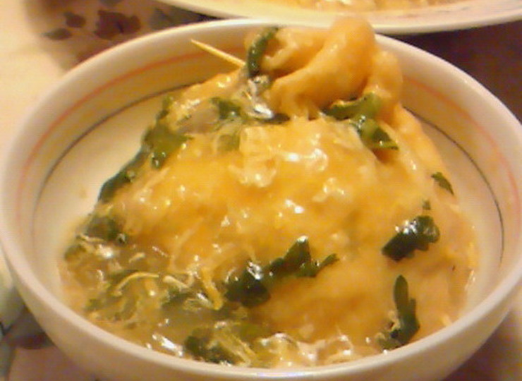 きのこの巾着 卵あんがけ