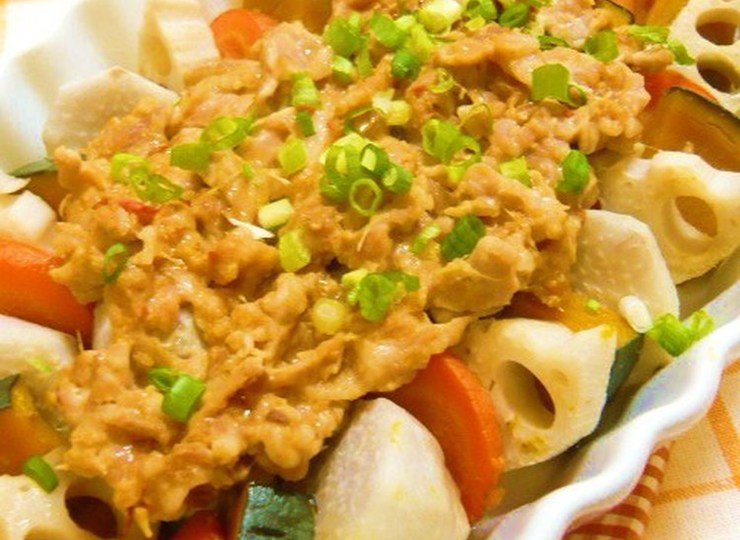 レンジでチン 根菜と豚肉の香味蒸し