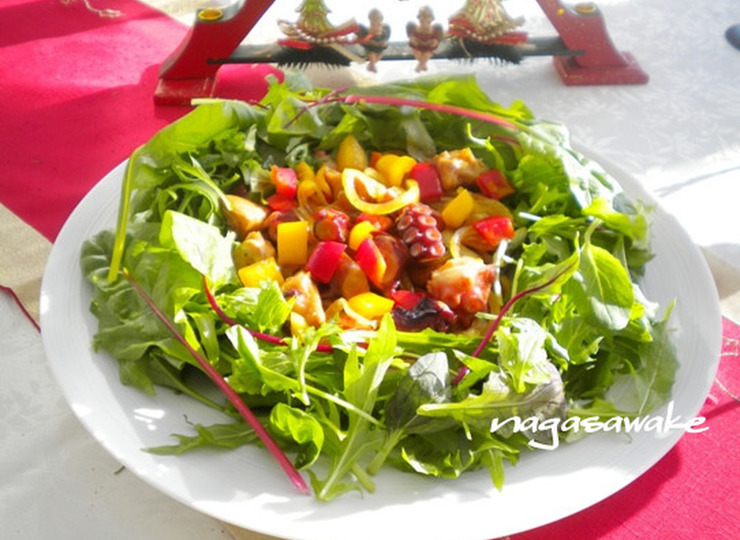 タコのマリネサラダ クリスマスリース仕立て