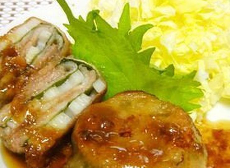 梅だれ肉巻き大葉れんこん