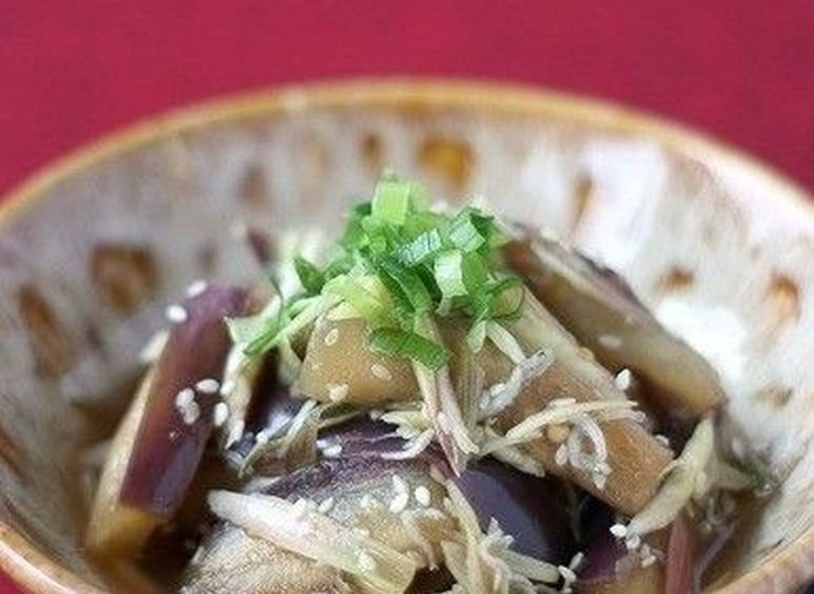 なすとみょうがのじゃこごま酢あえ