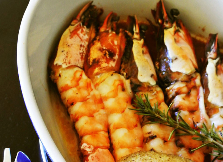 オーブンで 海老のマリネグリル