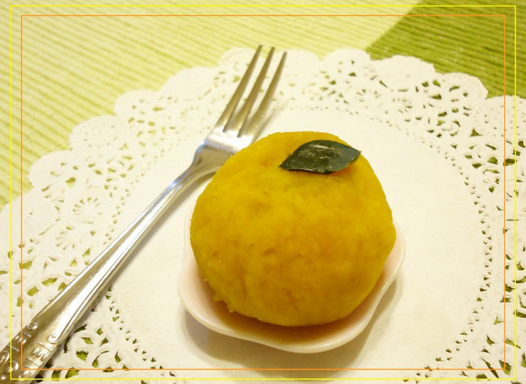 茶巾かぼちゃの和菓子のような塩甘蜜柑