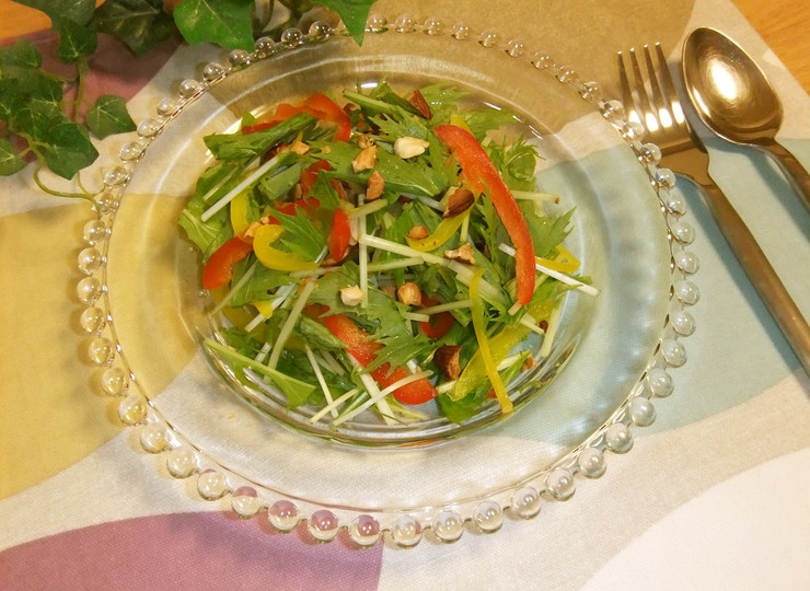水菜とパプリカのおしゃれサラダ
