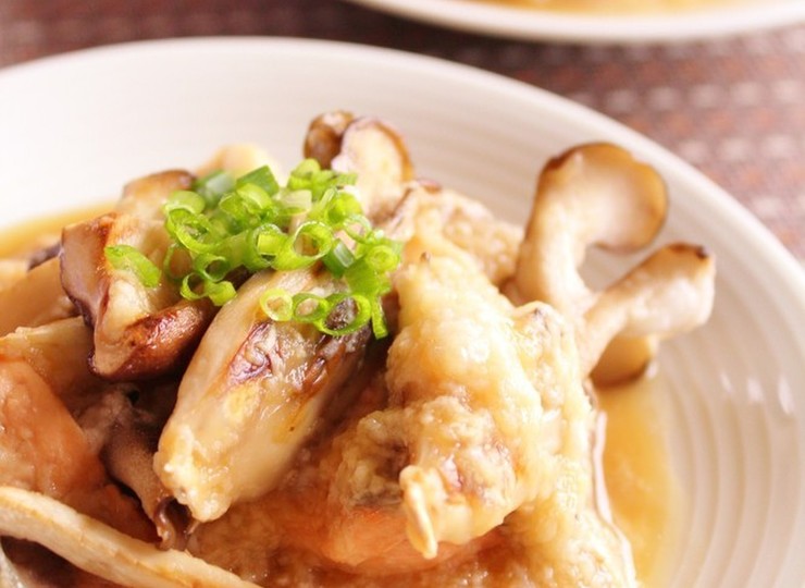 焼ききのこと鮭のとろろあんかけ煮