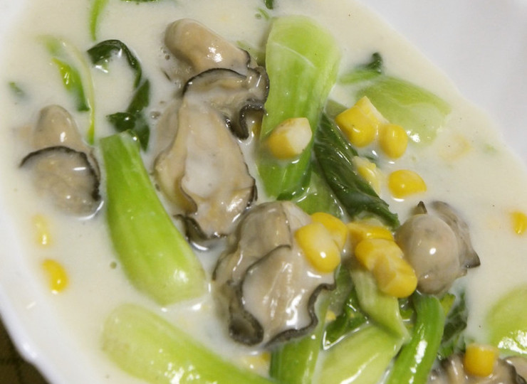 カキとチンゲン菜のクリーム煮