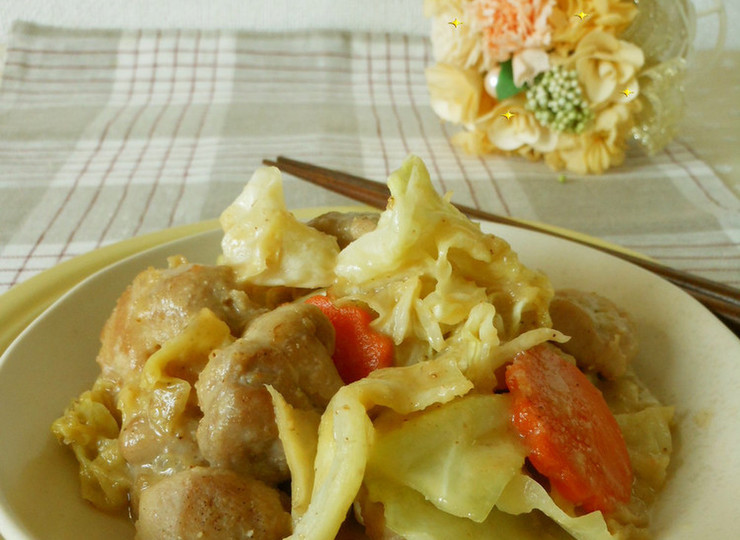 鶏肉とキャベツのごまみそ照り焼き