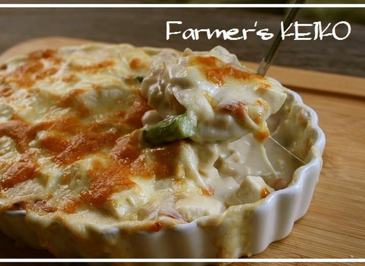 たけのことアスパラの豆腐グラタン