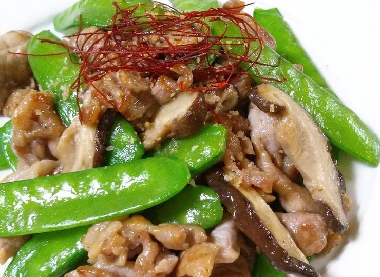 絹さやと豚肉の中華炒め