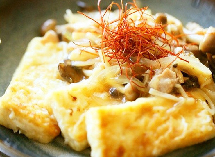 満足感十分 豆腐ステーキキノコとともに