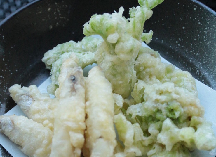 わかさぎと山菜の天ぷら