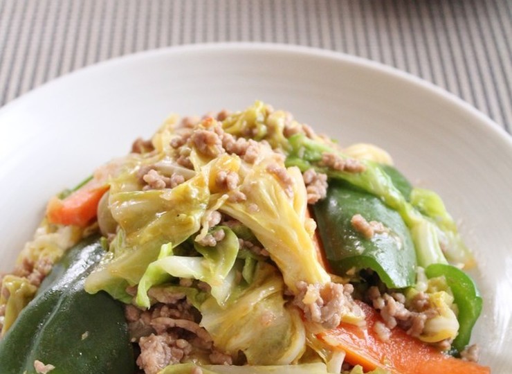 中華風肉味噌そぼろあんの野菜炒め