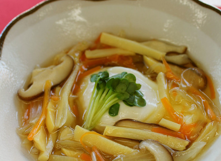 落とし卵の野菜あんかけ