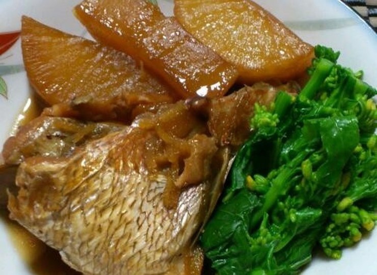 真鯛と大根の煮付け 菜の花添え