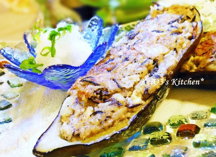 豆腐とひじき 切干大根のなすカップ焼き