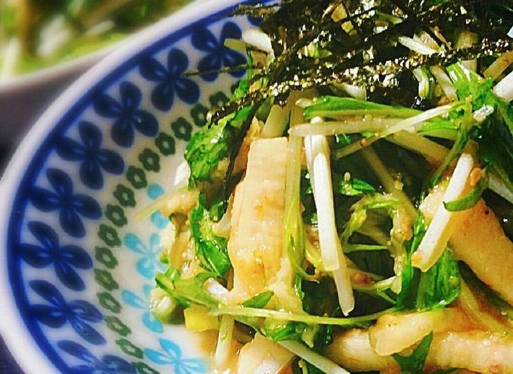 水菜と長いもで 食感がおいしいサラダ