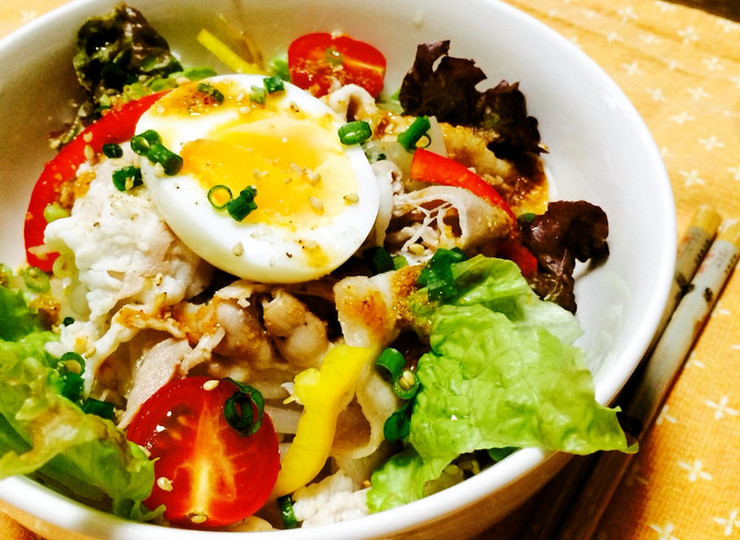 野菜も一緒に 冷しゃぶ丼