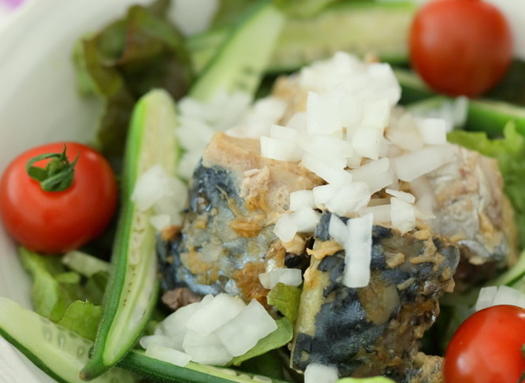 サバ缶詰で簡単サラダ