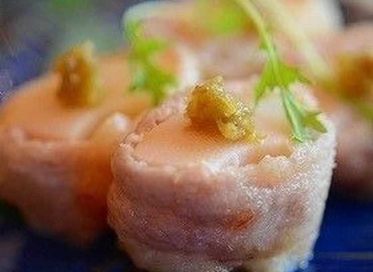 筍の豚肉巻き焼き柚子胡椒で