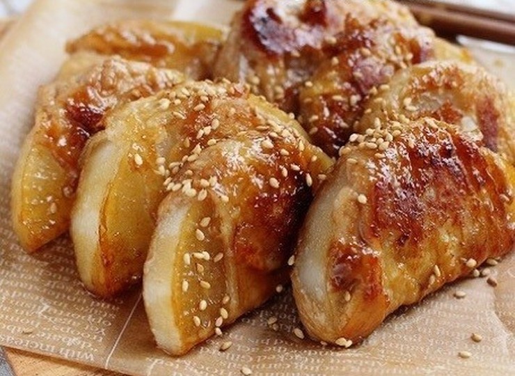 大根の豚肉巻きで甘辛煮