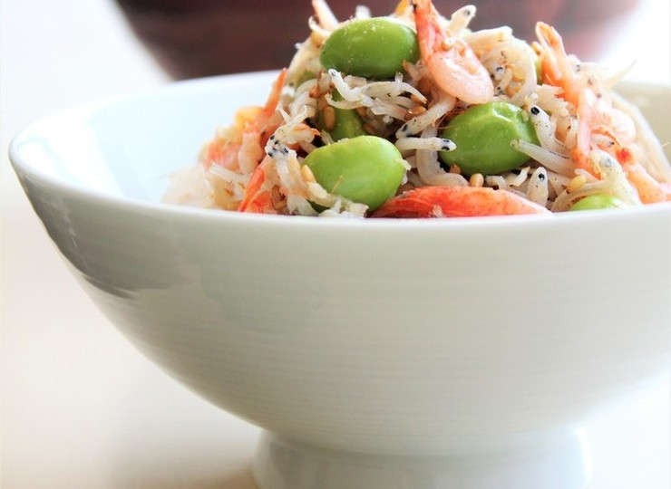 釜揚げ桜えび・しらす・枝豆・生姜のご飯