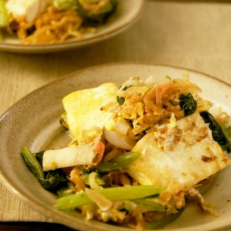 豆腐と小松菜のチャンプルー