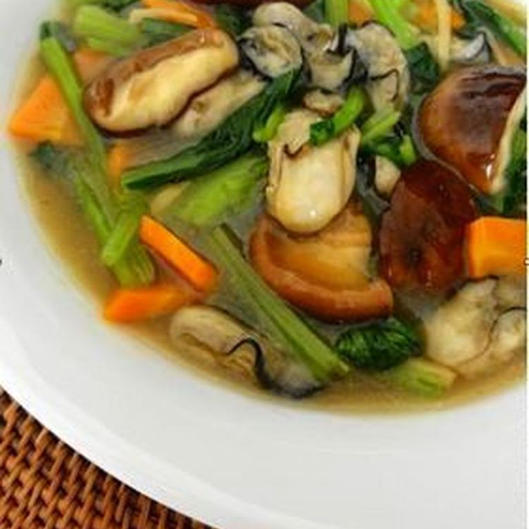 牡蠣と小松菜の中華風炒め煮