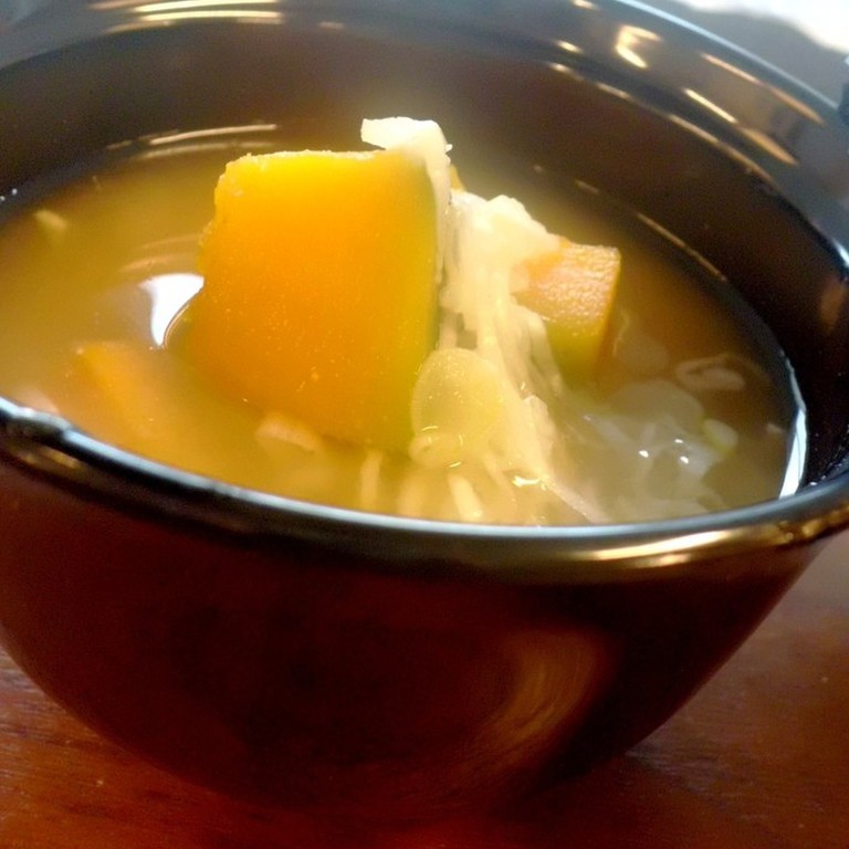 南瓜と長葱の味噌汁