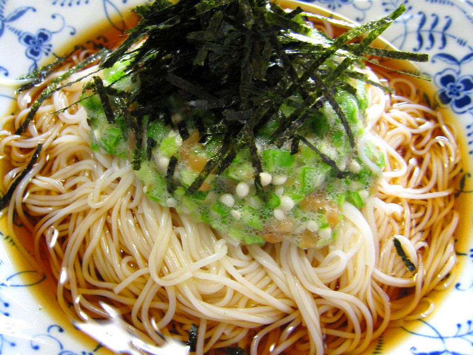 たっぷりオクラのそうめん