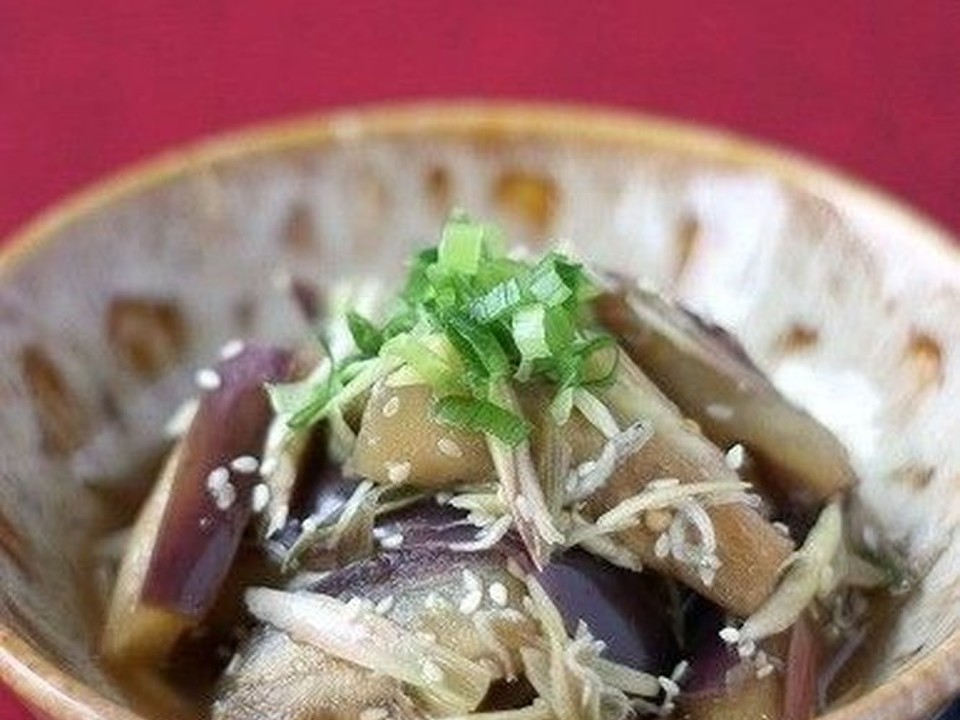 なすとみょうがのじゃこごま酢あえ