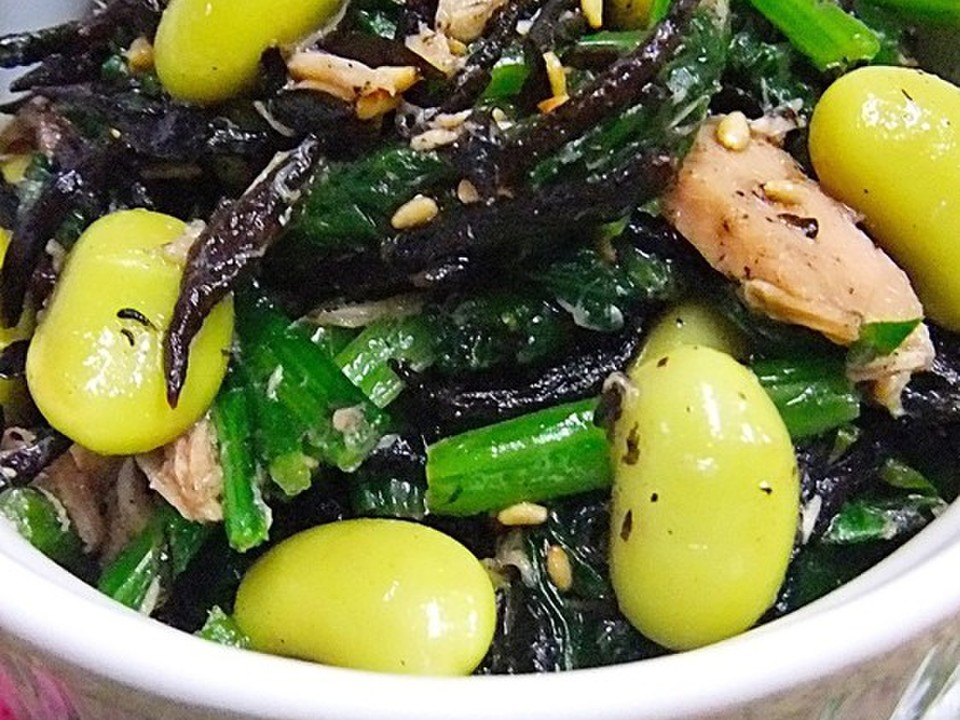 ポン酢だけ ひじき枝豆ツナほうれん草