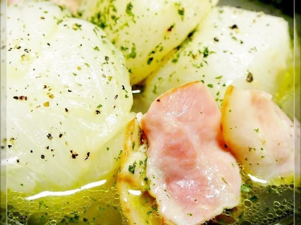 新玉ねぎとかぶのスープ仕立て