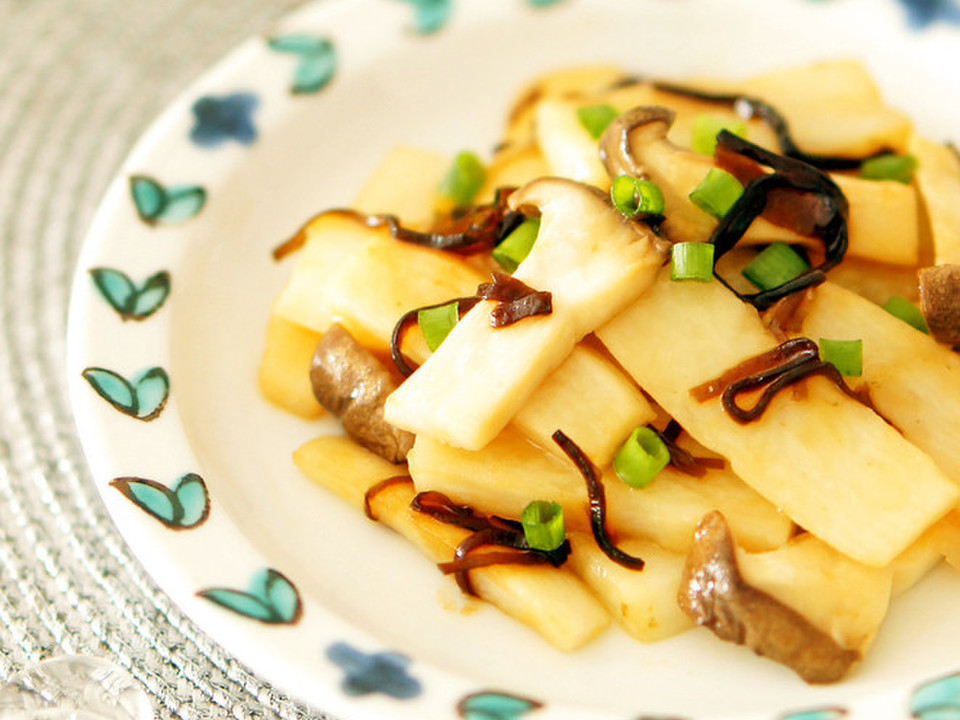 長芋とエリンギの塩昆布バターソテー