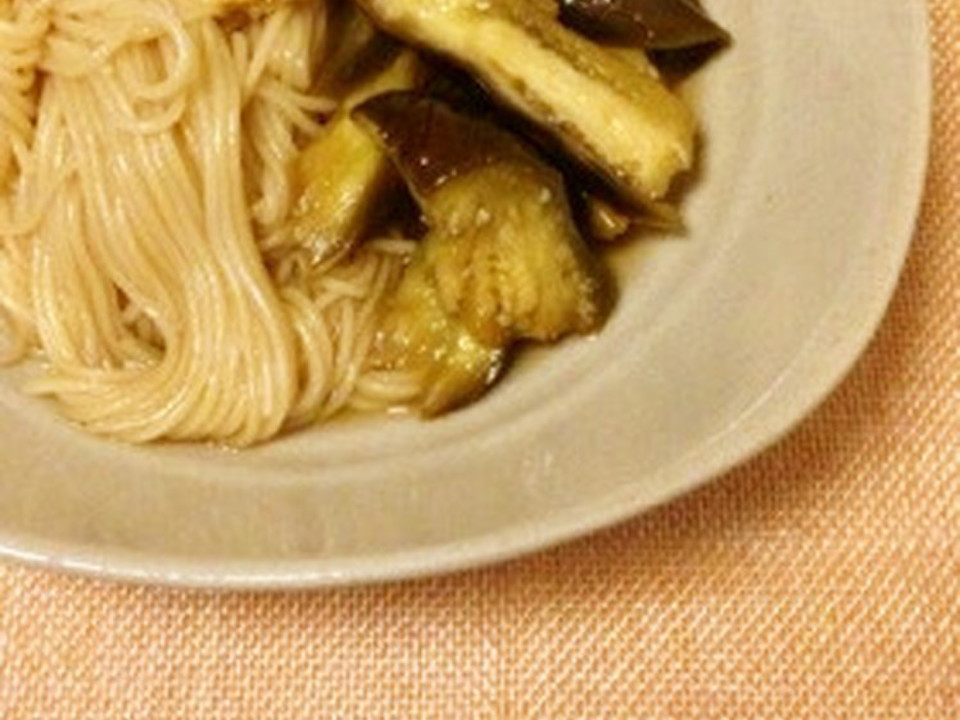 郷土料理 なすそうめん 茄子と素麺の煮物