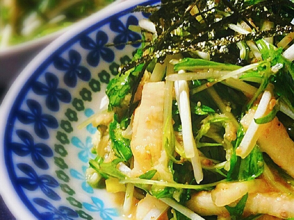 水菜と長いもで 食感がおいしいサラダ