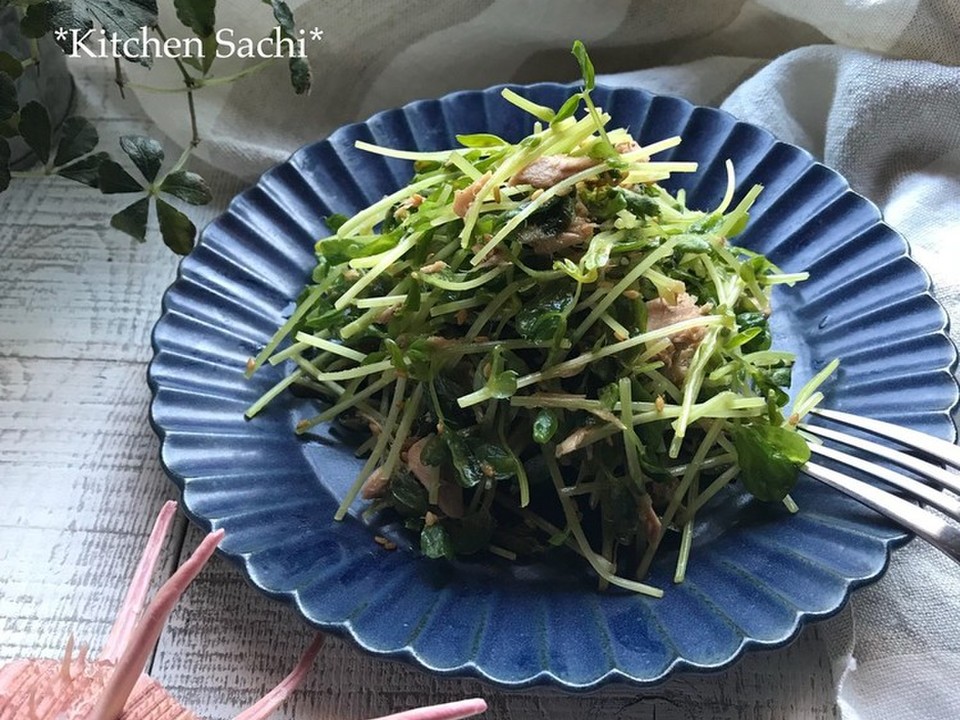 シャキ ぷちっ 豆苗とツナの胡麻サラダ